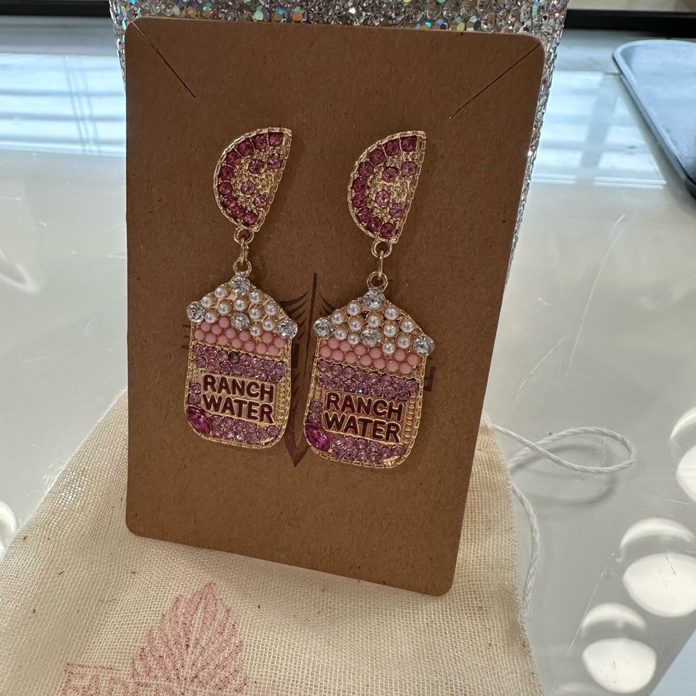 Pink and Gold Beaded Earrings